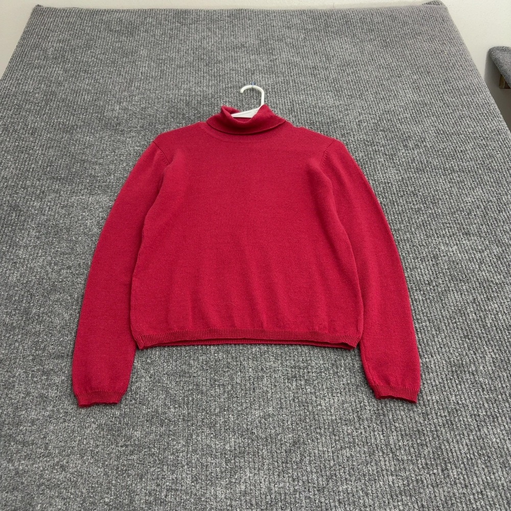 Chelsea Cambell x Charter Club Sweater Womens S Red Merino Wool Turtleneck Style